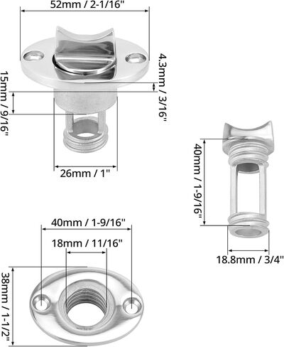 QWORK 316 Stainless Steel Marine Garboard Drain Plug Set (2-Pack) with O-Ring Seal - Corrosion-Resistant, Universal Fit for Boats, Yachts, and More - includes 4 Screws in Saudi Arabia