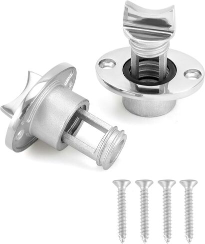 QWORK 316 Stainless Steel Marine Garboard Drain Plug Set (2-Pack) with O-Ring Seal - Corrosion-Resistant, Universal Fit for Boats, Yachts, and More - includes 4 Screws in Saudi Arabia