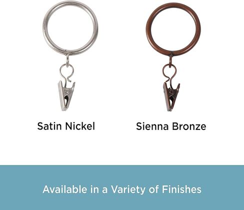 حلقات مشبك كلاسيكية من كيني A58720790 للقضبان التي يصل قطرها إلى 2.5 سم، سيينا مصقولة، 7 عبوات in Kuwait