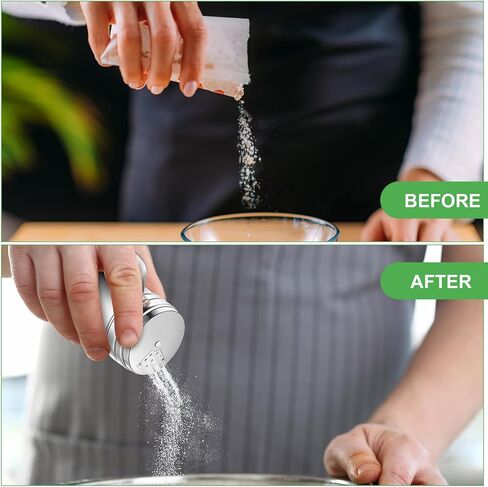 6 Pcs 14 oz Spice Shaker with Holes and Lids Seasoning Bottles with Handle 304 Stainless Steel Dredge Shaker Salt Pepper Containers with Lids and Adjustable Holes for Kitchen Powder in Kuwait