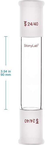 stonylab Glass Straight Connecting Adapter, Borosilicate Glass 30mm Between Two 24/40 Ground Outer Standard Taper Joints for Laboratory Lab Supply in Saudi Arabia