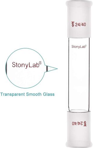 stonylab Glass Straight Connecting Adapter, Borosilicate Glass 30mm Between Two 24/40 Ground Outer Standard Taper Joints for Laboratory Lab Supply in Saudi Arabia