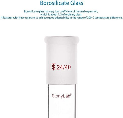 stonylab Glass Straight Connecting Adapter, Borosilicate Glass 30mm Between Two 24/40 Ground Outer Standard Taper Joints for Laboratory Lab Supply in Saudi Arabia