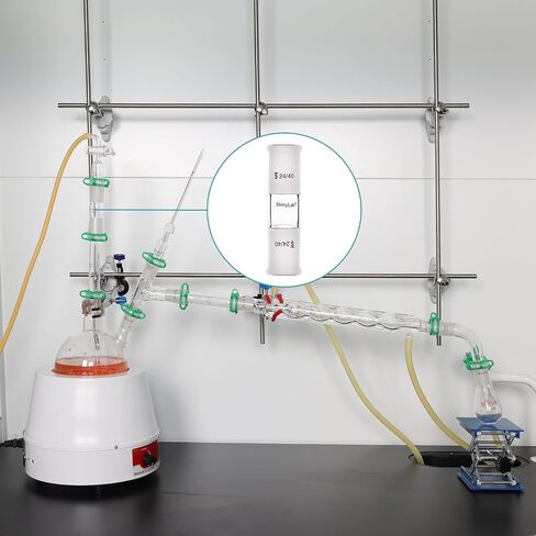 stonylab Glass Straight Connecting Adapter, Borosilicate Glass 30mm Between Two 24/40 Ground Outer Standard Taper Joints for Laboratory Lab Supply in Saudi Arabia