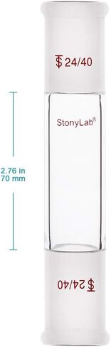 stonylab Glass Straight Connecting Adapter, Borosilicate Glass 30mm Between Two 24/40 Ground Outer Standard Taper Joints for Laboratory Lab Supply in Saudi Arabia