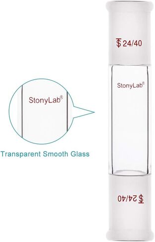 stonylab Glass Straight Connecting Adapter, Borosilicate Glass 30mm Between Two 24/40 Ground Outer Standard Taper Joints for Laboratory Lab Supply in Saudi Arabia