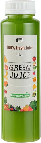 Restaurantware Bottle Tek 16 Ounce Juice Bottles For Juicing, 10 Sets Of Bottles With Caps - Includes Labels, Lids, Brush, And Funnel, Clear Plastic Empty Juice Containers, For Smoothies, Milk, Tea in Saudi Arabia