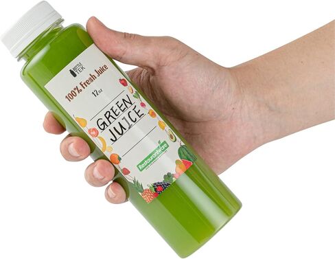 Restaurantware Bottle Tek 16 Ounce Juice Bottles For Juicing, 10 Sets Of Bottles With Caps - Includes Labels, Lids, Brush, And Funnel, Clear Plastic Empty Juice Containers, For Smoothies, Milk, Tea in Saudi Arabia