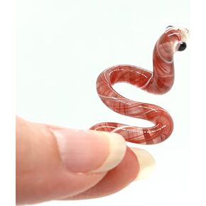 Snake Tiny Micro Figurines Hand Blown Glass Art Reptiles Animals Collectible Gift Home Décor (Black)
