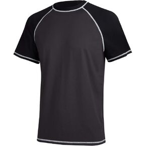 TENEMT Men’s UPF 50+ Rash Guard Short Sleeves Swim Shirts Athletic Beach Workout Swimwear Loose Fit