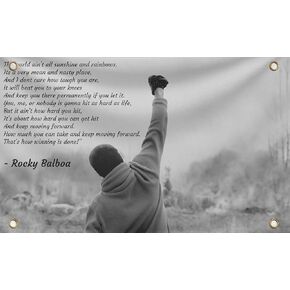 LUIVU 3'x5’ Rocky Balboa Motivational Inspirational Flag with Four Brass Grommets - Wall Hanging Tapestry Bodybuilding - Sunshine and Rainbows Pop Art Home Decoration - Gym Wall Decor