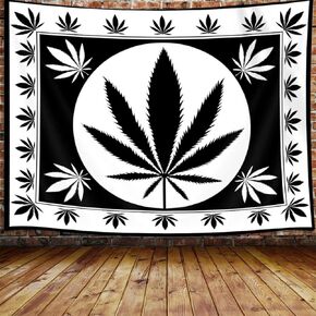 Weed Marijuana Leaf Tapestry Wall Hanging, Black and White Reggae Rasta Tie Dye Leaf Premium Home Art Wall Decor, Upgrade Tapestries for Bedroom Living Room College Dorm 40X30 Inches