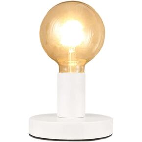 Industrial Table Lamp Base,Small Polished Metal Desktop Light Sockets Base Only,Vintage E26/E27 Edison Screw Light Bulb Holder Base,with 6ft Cord Switch Plug Bulb Base Holder（White）