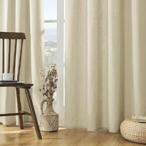 Joydeco Linen Curtains, 2 Panels Set, Light Filtering, 63 Inch Long, Living Room, Pistachio Shell
