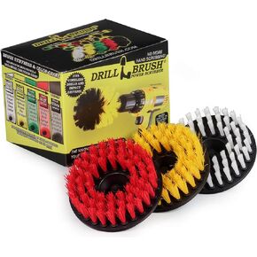 Cleaning Supplies - Drill Brush - 5 Inch Large Spin Brush Kit - Stiff, Medium, and Soft Power Scrubbers - Kitchen Accessories - Clean Stove, Oven Rack, Sink, Baseboard - Algae, Mold, Mildew, and Moss