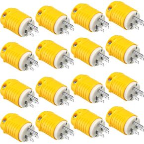 Sherr 16 Pcs Extension Cord Ends 15A 125V 2 Pole 3 Wire Heavy Duty Replacement Male Plug Female Connector Set 5-15P 5-15R Straight Blade Plug Grounding Type/ETL Listed (Male,Female)