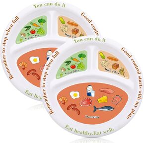 2 Pieces Portion Control Plates Macro Diet Plate Bariatric Divided Portion Control Container Portion Plate Nutrition Plate for Weight Loss Balanced Eating Food Meal Dinner Adults, 8.3 Inch