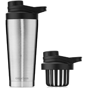 Stainless Steel Shaker Bottle with Noise-Free Design - Patented 24 oz Insulated Metal Shakers Bottles Cup for Protein Mixes and Pre Workout 100% Leak Proof (Aurora) in Saudi Arabia