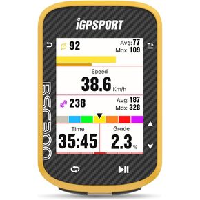 iGPSPORT BSC300 Bike Computer, Offline MAP Navigation Off Course Warning 8GB Bluetooth ANT+ Wireless GPS Cycling Computer IPX7 Waterproof (Yellow)