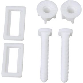 RDEXP 2 Pairs White Plastic Toilet Seat Cover Hinge Blind Hole Rectangular Bolts with Nuts Washers