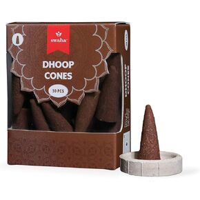 Swaha Dhoop Cones/Incense Cones (30 Pieces), 25 min Burning time, Long Lasting Havan Fragrance Dhoop Cones for Daily Puja and Meditation (Pack of 1)