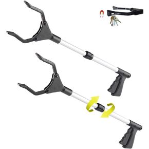 44" Grabber Reacher, [ 2 Pack ] Long Trash Picker with 30" to 44" Mobility Aid Arm/Lightweight/Rotating Gripper/Litter Pick Up/Arm Extension Reacher for Garden Nabber Wheelchair and Disabled