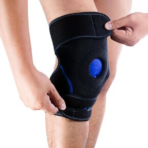 Knee Support Brace Wrap with Ice Gel Pack for Hot and Cold Therapy: for ACL, Meniscus Tear, Golf/Tennis Elbow, Sports, Knee Pain, Tendonitis, Pain Relief, etc. (Flexible, Reusable and Multi-Purpose), Black