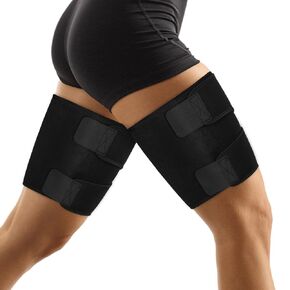 supregear Thigh Wraps Support, 2-Pack Non-Slip Compression Thigh Sleeve Hamstring Quad Wrap Adjustable Neoprene Upper Leg Brace Leg Slimmer for Women Men Pulled Groin Muscle, Quadriceps, Black, M