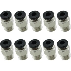 10PCS Pneumatic Fitting Push in Fitting Pneumatic Connector Black PC4-M10 Pneumatic Threaded Straight Through Quick Release Fitting for 3D Printer Through Hole