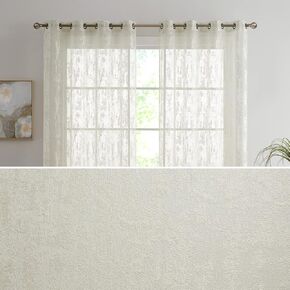 HLC.ME Crawford Modern Abstract Decorative Semi Sheer Light Filtering Grommet Window Treatment Curtain Drapery Panels for Bedroom & Living Room - Set of 2 Panels (54 x 84 inches Long, Grey)