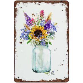 Graman Metal Decorative Sign - Wildflower Fun Art, 8x5.5 Inch, Vintage Tin Wall Decor for Home, Restaurant, Office