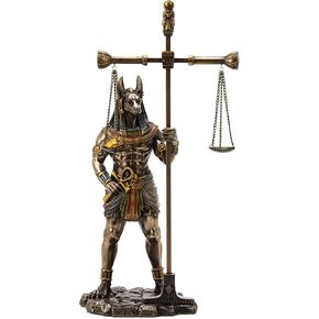 Veronese Design 13" Anubis Weighing The Heart On Scale Resin Sculpture Bronze Finish Egyptian Statue