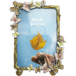 Floral Picture Frame Display Photo 4x6 Photo Frame Made of Metal and High Definition Glass for Table Top Display Horizontal Vertical