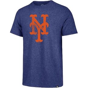 MLB Men's Distressed Imprint Match Team Color Primary Logo Word Mark T-Shirt (New York Mets Blue, Small)