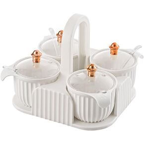 Condiment Container Seasoning Box Set Condiment Canisters Pots with Lid and Base Condiment Jar Container Jars Containers Kitchen Sugar Salt Condiment Jars Jars set