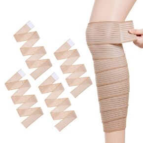 4 Pieces of Black Elastic Calf Compression Bandage Adjustable Leg Compression Sleeve Knee Wraps Brace Support Bands for Stabilising Ligament, Joint Pain, Sport (180 cm)