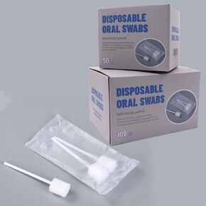 100 قطعة من مسحات الفم للاستعمال مرة واحدة، مسحات للعناية بالفم على شكل أسنان لتنظيف تجويف الفم، مسحة إسفنجية للبالغين المسنين، بدون نكهة (100 قطعة) in Kuwait