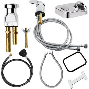 Salon Shampoo Bowl Faucet Vacuum Breaker Kit Faucet Temperature Control Valve with Sprayer Hose and Holder for Shampoo Bed Bowl Salon or Backwash Unit Sink Replacement Parts Chrome