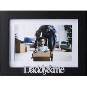 Klikel Daddy And Me Frame - Fathers Day Picture Frame - Black Wood Picture Frame With Silver Sentiments - Holds 1 4x6 Photo With Mat or 1 5x7 Photo Without Mat - Wall Mount And Table Desk Display