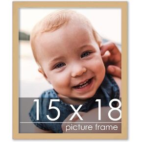 15x18 Frame Black Solid Wood Picture Frame - UV Acrylic, Foam Board Backing & Hanging Hardware Included