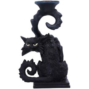 Nemesis Now Spite Black Cat Candlestick Holder, 18.5cm