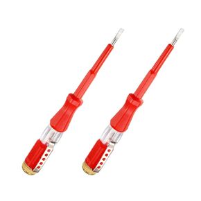 YOKIVE 2 Pcs Voltage Circuit Tester, 3mm Slotted Screwdriver, Great for Office, Art, Home, Daily Use (AC 100-500V, Red)