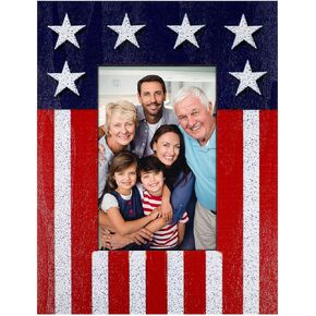 PRETYZOOM Independence Day Photo Frames Wooden Picture Frames Rustic Picture Frame Flag Frame Patriotic Picture Frame Tabletop Decor Photo Frame Photo Frames Ornament Frame for Photo