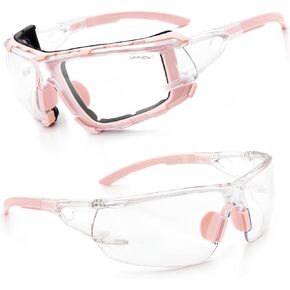 UKNOW Photochromic Safety Glasses, Scratch Resistant Wraparound Lenses, Removable Foam Gasket, ANSI Z87.1 Protective Eyewear