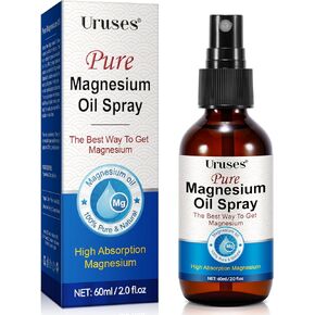Pure Magnesium Oil Spray (2.02fl.oz), Topical Magnesium Spray Glass Bottle,Magnesium Oil Spray for Feet, Magnesium Chloride Brine, Easy to Use, Easy to Absortion