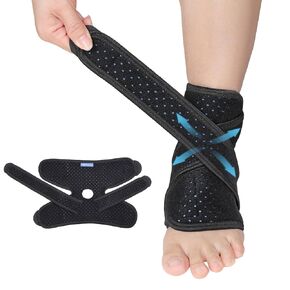 Achilles Tendonitis Brace, Adjustable Ankle Brace, Blue X-shaped Ankle Support for Men Women, Breathable Ankle Wrap for Achilles Pain, Running, Cycling, Hiking, Sports