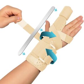 Trigger Finger Splint for Men & Women, Adjustable One or Two Finger Splint Full Hand and Wrist Brace Support, Metal Straightening Finger Immobilizer for Sprains, Finger Discomfort Relief