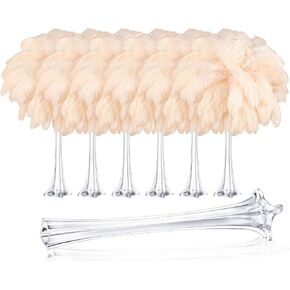 meekoo 6 Pcs Eiffel Tower Vases for Centerpieces with Ostrich Feathers 20 Inch Tall Skinny Vase Clear Glass Vase Extra Large Long Flower Vase for Wedding Flower Arrangement Home Decoration(Black)