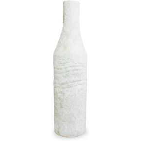 Roro Handmade Rustic 10.5-Inch White Ceramic Bottle Shaped Vase - Farmhouse Charm and Elegance for Home Decor and Floral Arrangements