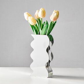 مزهرية أكريليك سوداء على شكل موجة مزهريات فريدة من نوعها للزهور ديكور المنزل الحديث لغرفة المعيشة الجرف محور الجدول ديكورات الجمالية مكتب مكتب ديكور هدايا الزفاف in Kuwait